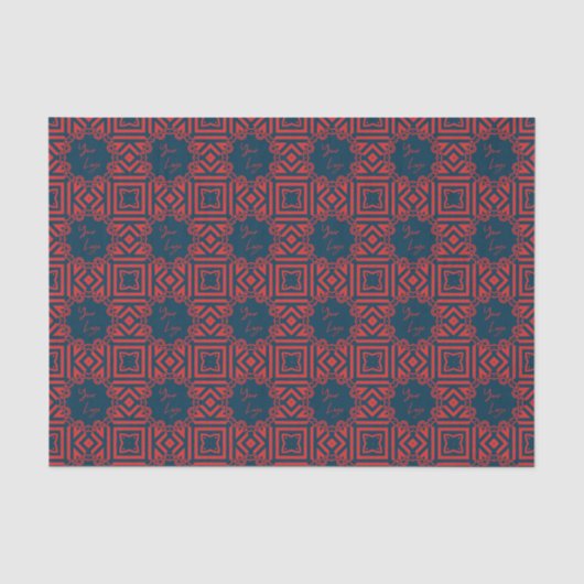 Red on Navyはっきりした Patternビジネスロカスタムゴ 薄葉紙 (正面)