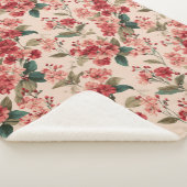 Red on Pink Hibiscus Floral  シェルパブランケット (3/4)