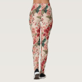 Red on Pink Hibiscus Floral レギンス (裏面)