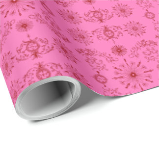 Red on Pink Motif Wrapping Paper ラッピングペーパー