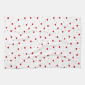 Red On White Valentinesハートパターン キッチンタオル (横)