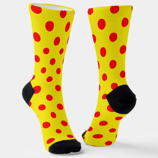 Red On Yellow Polka Dots Pattern Design  ソックス