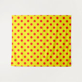 Red On Yellow Polka Dots Pattern Design  タペストリー (正面(横))