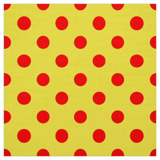 Red On Yellow Polka Dots Pattern Design  ファブリック (見本)