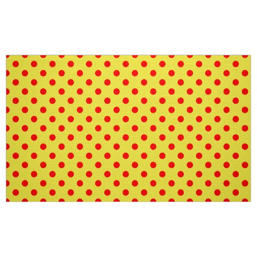 Red On Yellow Polka Dots Pattern Design ファブリック (ファットクウォーター)