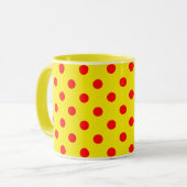 Red On Yellow Polka Dots Pattern Design  マグカップ (正面左)