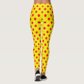 Red On Yellow Polka Dots Pattern Design  レギンス (裏面)