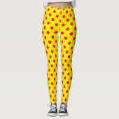 Red On Yellow Polka Dots Pattern Design  レギンス (正面)