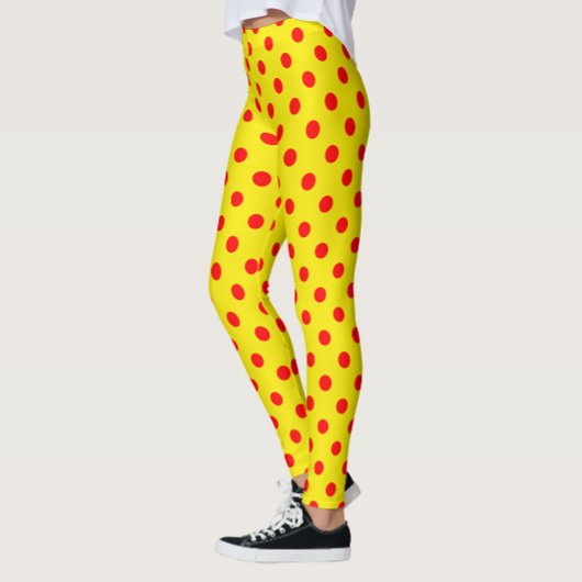 Red On Yellow Polka Dots Pattern Design  レギンス