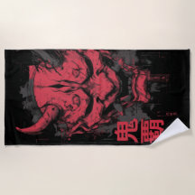 Red Oni Mask Art – Japanese Demon Design