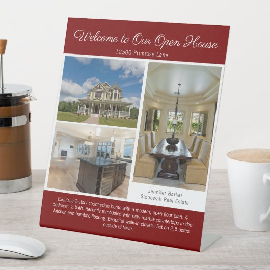 Red Open House Real Estate Listing Photo 台座サイン (インサイチュ)