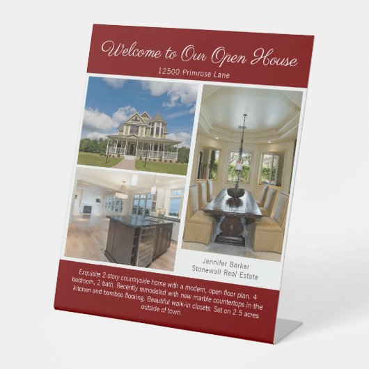 Red Open House Real Estate Listing Photo 台座サイン (正面)