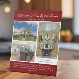 Red Open House Real Estate Listing Photo 台座サイン