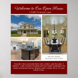 Red Open House Welcome Real Estate Photo ポスター