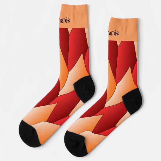 Red Orange Art Deco Design Socks ソックス (左)