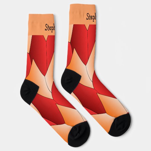 Red Orange Art Deco Design Socks ソックス (右)