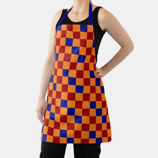Red Orange Blue Checkered Pattern Design  エプロン (インサイチュ)