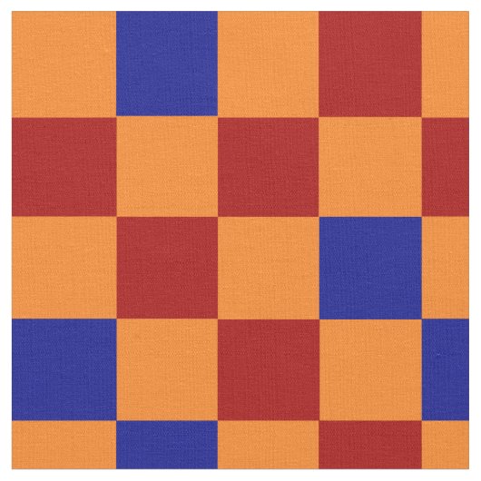 Red Orange Blue Checkered Pattern Design  ファブリック (クローズアップ)