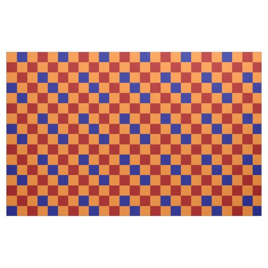 Red Orange Blue Checkered Pattern Design  ファブリック (ファットクウォーター)