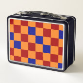 Red Orange Blue Checkered Pattern Design  メタルランチボックス (裏面)