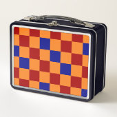 Red Orange Blue Checkered Pattern Design  メタルランチボックス (正面)
