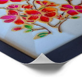 Red Orange Floral Glass Painting Wall Art ポスター (角)