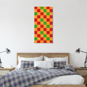 Red Orange Green Checkered Pattern Design  キャンバスプリント (インサイチュ (寝室))