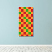 Red Orange Green Checkered Pattern Design  キャンバスプリント (インサイチュ (ウッドフロア))