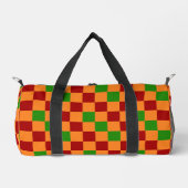 Red Orange Green Checkered Pattern Design ダッフルバッグ (正面)