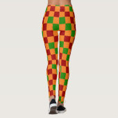 Red Orange Green Checkered Pattern Design レギンス (裏面)