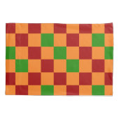 Red Orange Green Checkered Pattern Design  枕カバー (裏面-左)