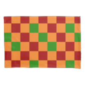 Red Orange Green Checkered Pattern Design  枕カバー (正面左)