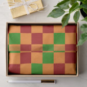 Red Orange Green Checkered Pattern Design  薄葉紙