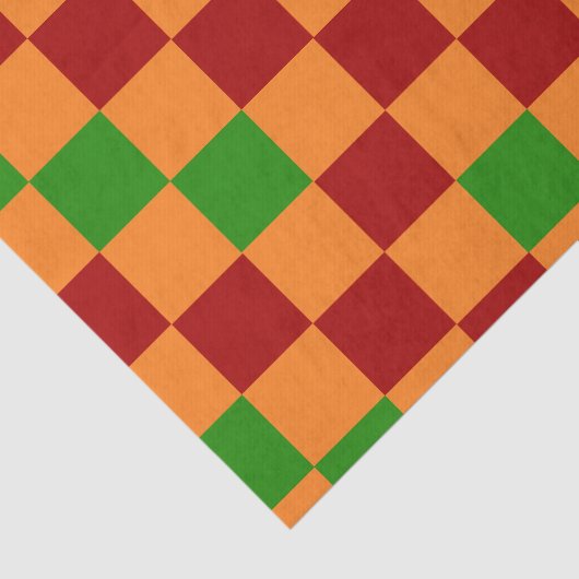 Red Orange Green Checkered Pattern Design  薄葉紙 (詳細)