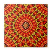 Red & Orange Oriental Boho Geometric Pattern タイル (正面)