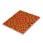 Red & Orange Oriental Boho Geometric Pattern タイル (側面)