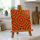 Red & Orange Oriental Boho Geometric Pattern タイル