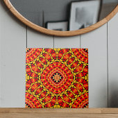 Red & Orange Oriental Boho Geometric Pattern タイル