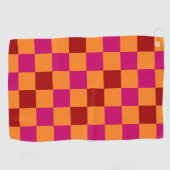 Red Orange Pink Checkered Pattern Design  ゴルフタオル (横)