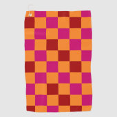 Red Orange Pink Checkered Pattern Design  ゴルフタオル (正面)