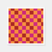 Red Orange Pink Checkered Pattern Design スタンダードカクテルナプキン (正面)