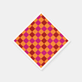 Red Orange Pink Checkered Pattern Design スタンダードカクテルナプキン (角)
