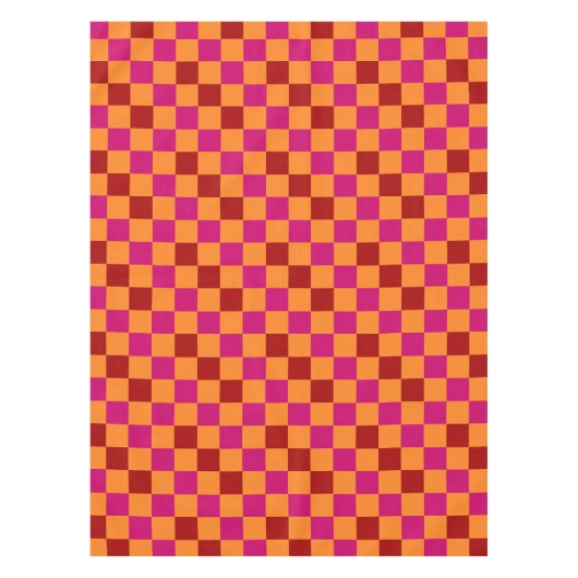 Red Orange Pink Checkered Pattern Design  テーブルクロス (正面)
