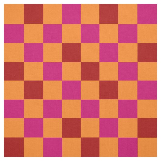 Red Orange Pink Checkered Pattern Design  ファブリック (見本)