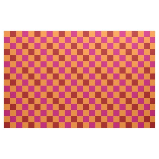 Red Orange Pink Checkered Pattern Design  ファブリック (ファットクウォーター)