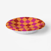 Red Orange Pink Checkered Pattern Design ペーパーボウル (傾斜あり)