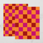 Red Orange Pink Checkered Pattern Design  ポストカード (正面/裏面)
