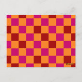 Red Orange Pink Checkered Pattern Design  ポストカード (裏面)
