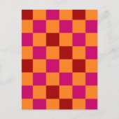 Red Orange Pink Checkered Pattern Design  ポストカード (正面)