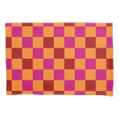 Red Orange Pink Checkered Pattern Design  枕カバー (正面)